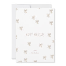 Modern White and Beige Multi-Bow Holiday Card