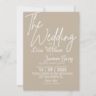 Modern White and beige Simple Wedding  Invitation