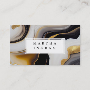Modern White and Black and Golden Abstract Business Card