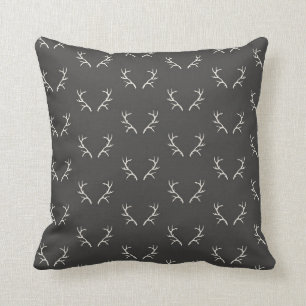 Modern white and black antler patterned cushion