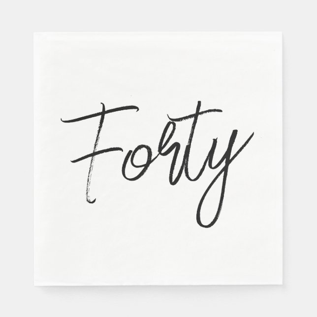 Modern White and Black Birthday Party Napkin (Front)