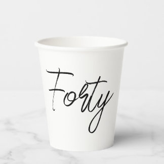 Modern White and Black Birthday Party Paper Cups