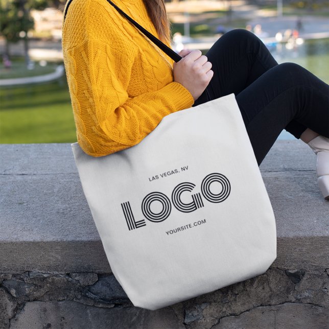 Modern White and Black Rectangular Logo Tote Bag (Modern White and Black Rectangular Logo Tote Bag)