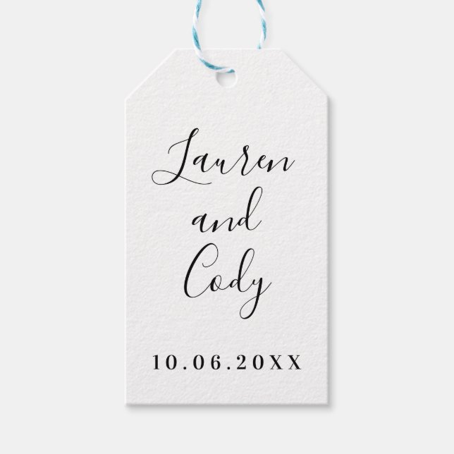 Modern White and Black Script Gift Tag (Front)