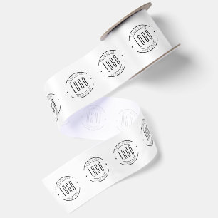 Modern white and black simple add your logo satin ribbon