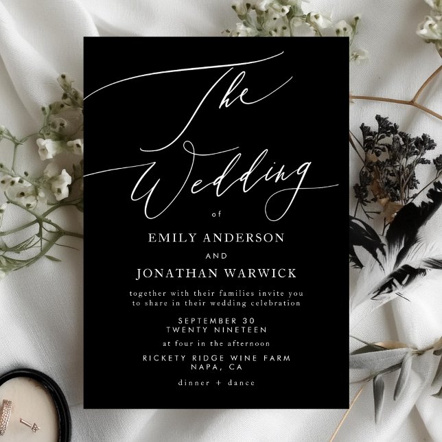 Modern White and Black Simple Wedding Invitation (Creator Uploaded)