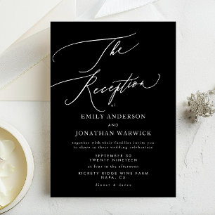 Modern White and Black Simple Wedding Reception Invitation