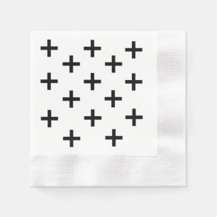 Modern white and black Swiss cross Napkin