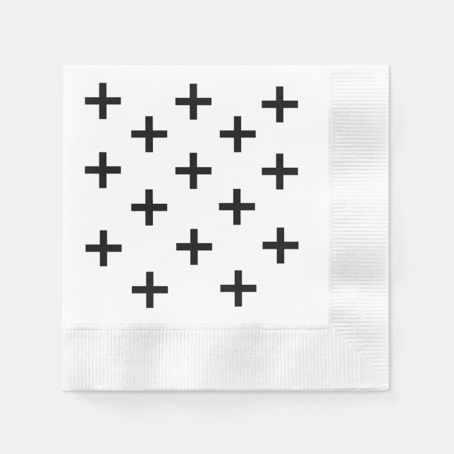Modern white and black Swiss cross Napkin (Front)