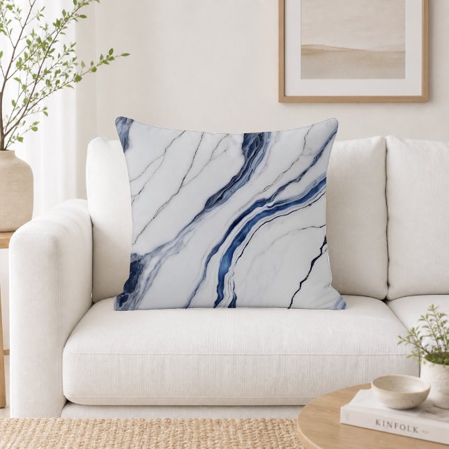Modern White and Blue Minimalist Marble Cushion (Creator Uploaded)