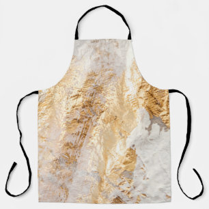 Modern White And Gold Brush Painted Background Tex Apron