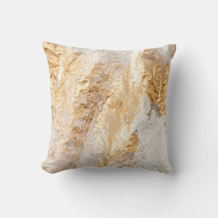 Modern White And Gold Brush Painted Background Tex Cushion