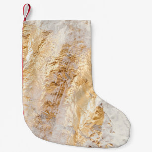 Modern White And Gold Brush Painted Background Tex Small Christmas Stocking