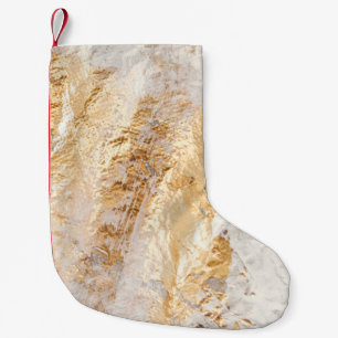 Modern White And Gold Brush Painted Background Tex Small Christmas Stocking