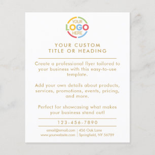Modern White and Gold Business Logo Promotional Flyer