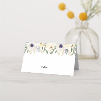 Modern White and Gold Floral Place Card