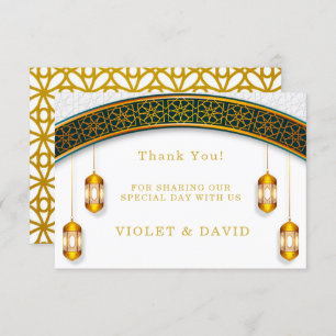 Modern White and Gold Islamic Thank You Card