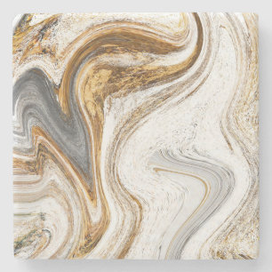 Modern White And Gold Marble Stone Coaster