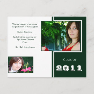 Modern White and Green Quad Graduation Announcement