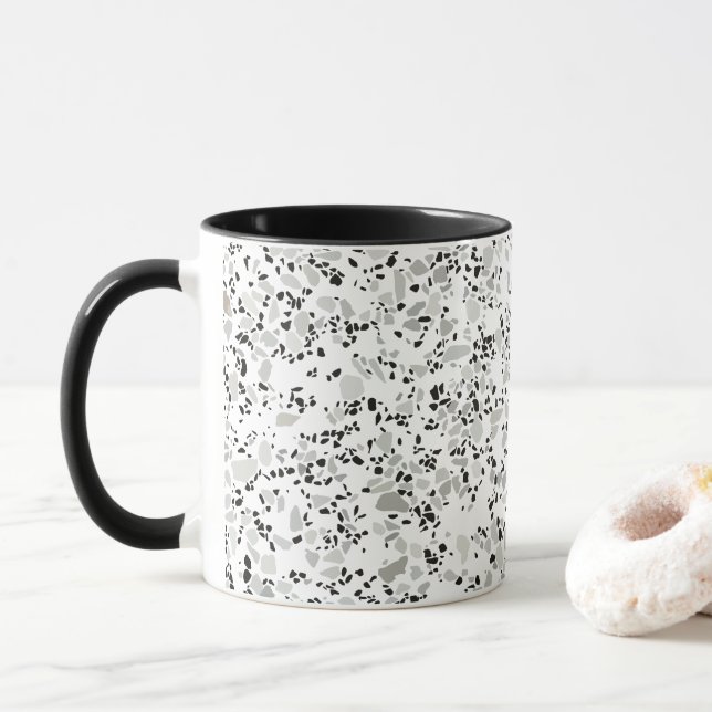 Modern White and Grey Terrazzo Pattern Mug (With Donut)
