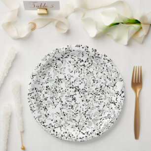 Modern White and Grey Terrazzo Pattern Paper Plate