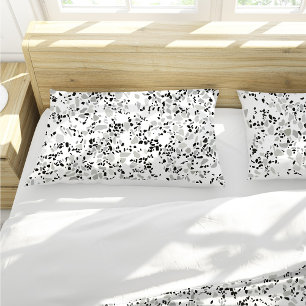 Modern White and Grey Terrazzo Pattern Pillowcase