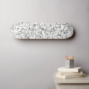 Modern White and Grey Terrazzo Pattern Skateboard