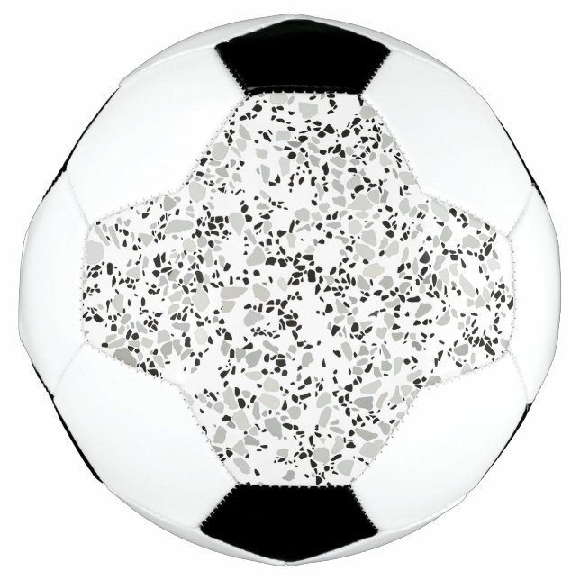 Modern White and Grey Terrazzo Pattern Soccer Ball (Front)