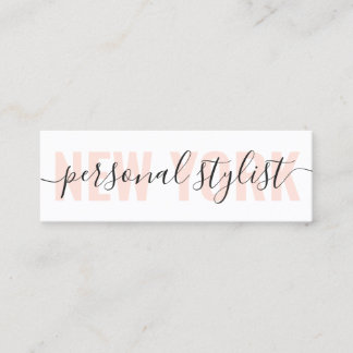 Modern white and peach fashion stylist script chic mini business card