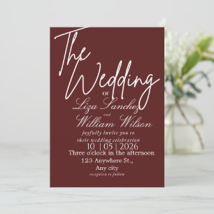 Modern White and red Simple Wedding Invitation