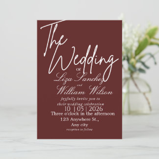 Modern White and red Simple Wedding  Invitation