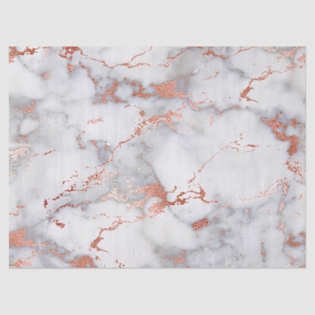 Modern White and Rose Gold Marble Pattern Tissue Paper (Front)