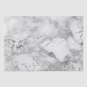 Modern White and Silver Marble Pattern Tissue Paper