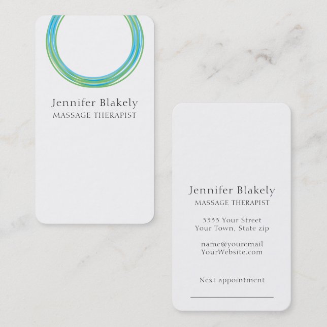 Modern White and Teal Appointment Card (Front/Back)