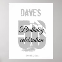 Modern White Any Age 50 Birthday Welcome Backdrop