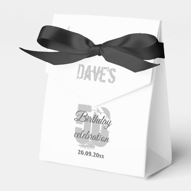 Modern White Any Age 50th Birthday Party  Favour Box (Front Side)