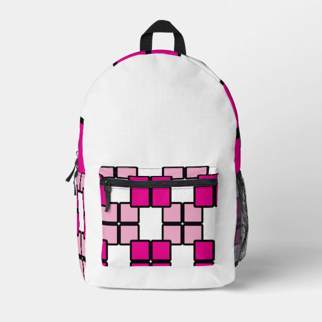 Modern White Backpack with Pink & Purple  (Front)