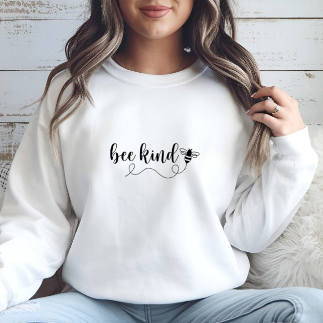 Modern White Bee Kind Print Sweatshirt (Modern White Bee Kind Print Sweatshirt)
