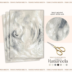 Modern white beige grey abstract art Tissue Paper