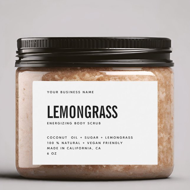 Modern white black body scrub product label (Creator Uploaded)