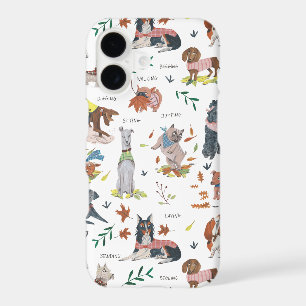 Modern white & black botanical dog Pattern