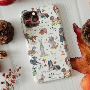 Modern white & black botanical dog Pattern Case-Mate iPhone Case