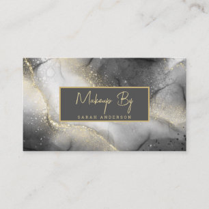 Modern White Black Gold Glitter Business Card