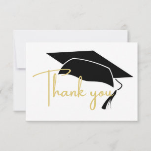 Modern White Black Gold  graduation  Thank You Card
