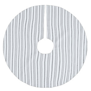 Modern white black graphic stripes pattern brushed polyester tree skirt