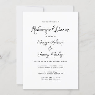 Modern White Black Hand Lettered Wedding Invitation