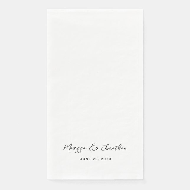 Modern White Black Hand Lettered Wedding Napkin (Front)