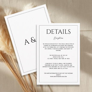 Modern white black minimalist wedding details enclosure card