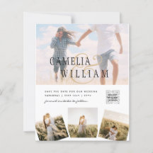 Modern White & Black PHOTO Wedding Invitation QR