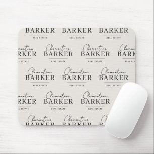 Modern White & Black Realtor Branded Custom Logo Mouse Pad